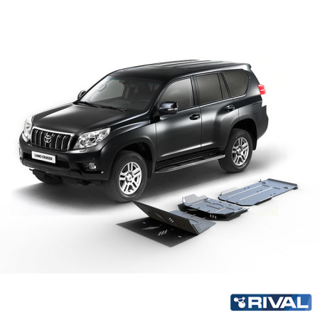 Juego de protecciones (cárter, caja de cambios, columna de timón) Lexus GX 2009-2013; 2013-2019;  Toyota Land Cruiser Prado 2009-2013; 2013-2017; 2017-2020; 2020-2023; 4,6 l. / gasolina; 2,7 l. / gasolina; 3 l. / diesel; 4 l. / gasolina; 2,8 l. / diesel
